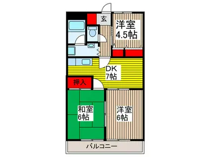 クラウンズマンション(3DK/3階)の間取り写真