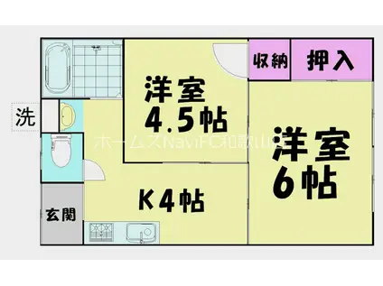 三葛アパート(2K/1階)の間取り写真
