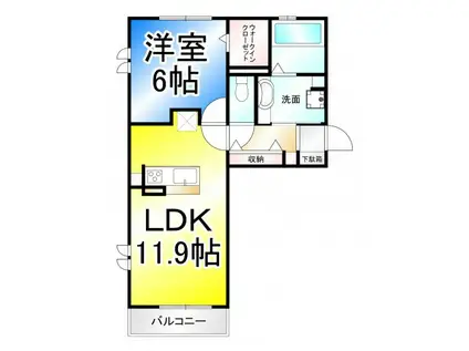 長野電鉄長野線 桐原駅(長野) 徒歩28分 3階建 築7年(1LDK/1階)の間取り写真