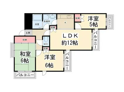 サンフラワーマンション(3LDK/2階)の間取り写真