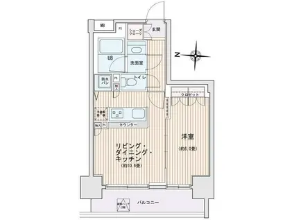 エスティメゾン錦糸町II(1LDK/6階)の間取り写真