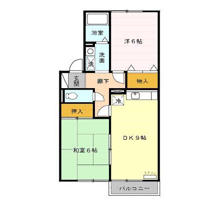 グランシャリオC棟(2DK/2階)の間取り写真