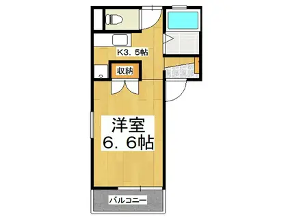 SHINY FLOWER(1K/1階)の間取り写真