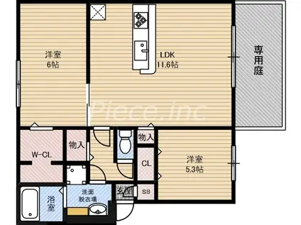 ラ・メェール鶴見(2LDK/1階)の間取り写真