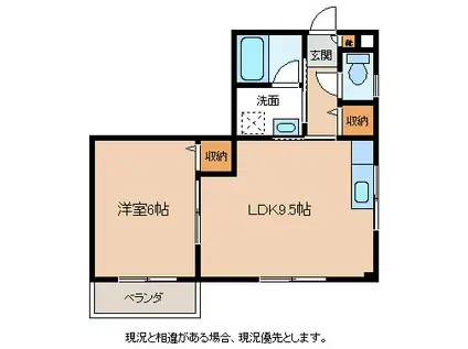 ヴァンベールMAY(1LDK/3階)の間取り写真