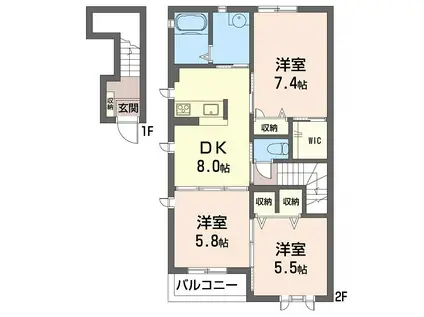 リュクス蘇我I(3DK/2階)の間取り写真