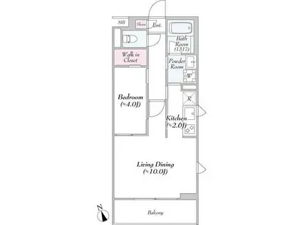 フォーラム鶴間(1LDK/5階)の間取り写真