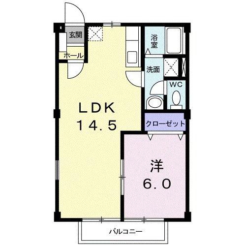 ニューシティヒラタA(1LDK/1階)の間取り写真