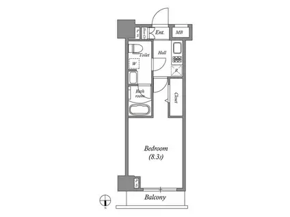 GENOVIA東中野SKYGARDEN(1K/6階)の間取り写真