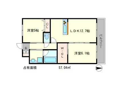 クルミナーレIV(2LDK/2階)の間取り写真