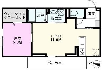 カーサ ルビア(1LDK/2階)の間取り写真