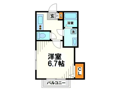 アピーズS(1K/2階)の間取り写真