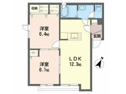 シャーメゾンエターナルA棟(2LDK/2階)の間取り写真