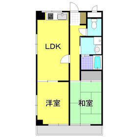 熊谷朝日ハイツ(2LDK/5階)の間取り写真