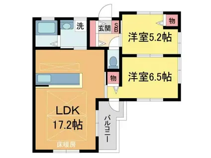 LOHAUS中山荘園(2LDK/2階)の間取り写真