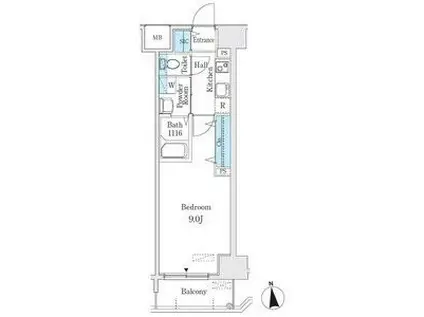 プレイズシード浄心(1K/7階)の間取り写真