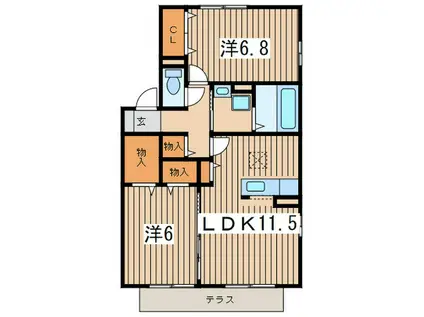 小田急江ノ島線 鶴間駅 徒歩18分 2階建 築19年(2LDK/1階)の間取り写真