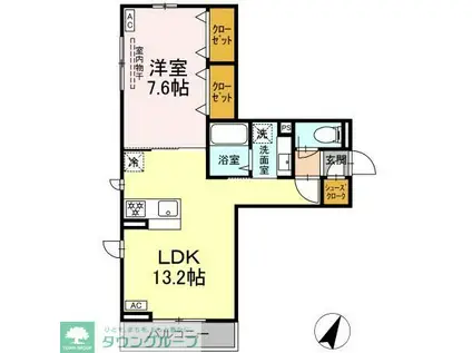 エスペリア東柏ヶ谷二丁目(1LDK/3階)の間取り写真