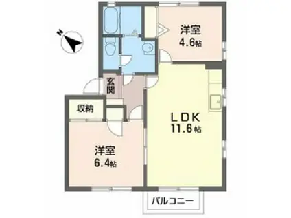 フォーレス佐土(2LDK/2階)の間取り写真