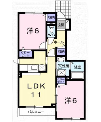 メゾンKT3号館(2LDK/1階)の間取り写真