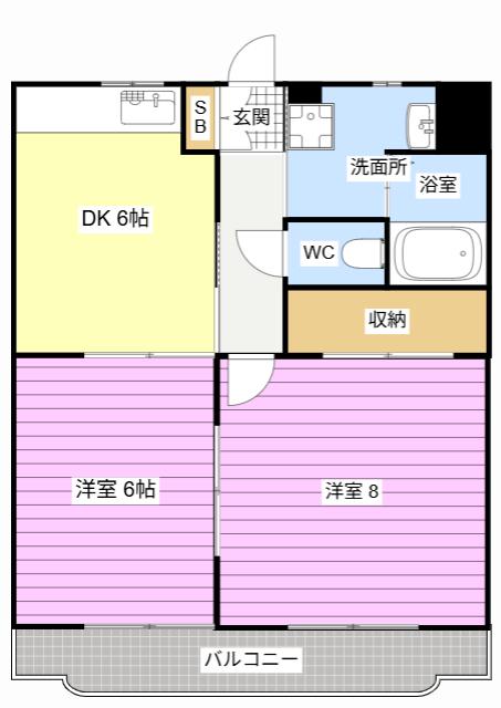 メインライト(2DK/2階)の間取り写真