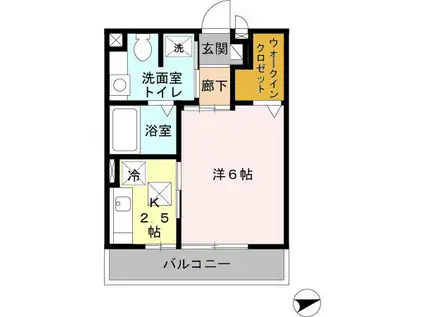 グランモア柳川AB A(1K/1階)の間取り写真