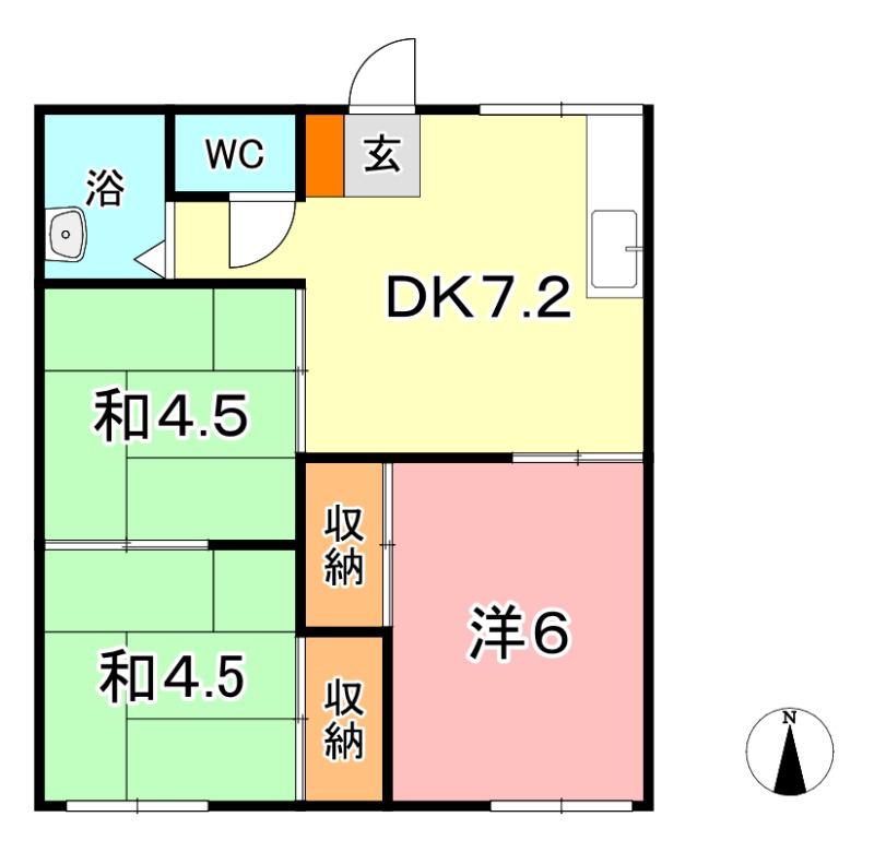 グリーンコーポ B棟(3DK/2階)の間取り写真