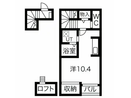 フェルトHANDEN A棟(ワンルーム/2階)の間取り写真
