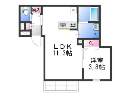 ARCAりんくうII(1LDK/1階)の間取り写真