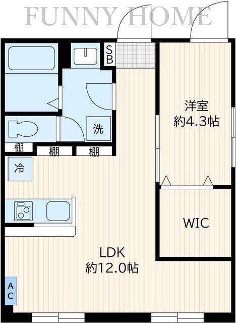 AGLAIA目黒中央(1LDK/B1階)の間取り写真