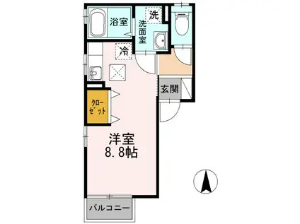 ハイツ幸(ワンルーム/1階)の間取り写真