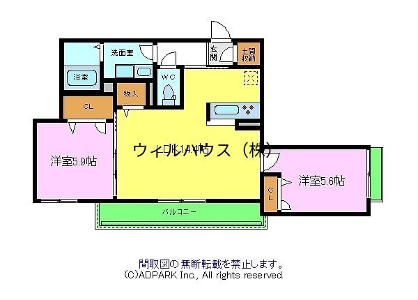 CASAREGIO堺東(2LDK/2階)の間取り写真