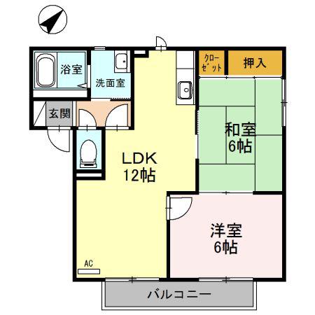 ベルヴェデールIMAI II(2LDK/2階)の間取り写真