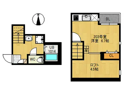 RIZEST東照宮(ワンルーム/2階)の間取り写真