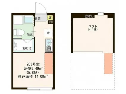 ハーモニーテラス柳原VI(ワンルーム/2階)の間取り写真