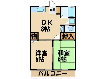 サンライズ東大和(2DK/2階)の間取り写真