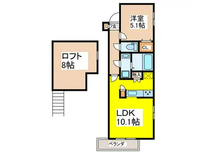 ルミエール松原(1LDK/3階)の間取り写真