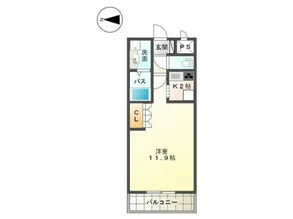 サニーインプレス(1K/1階)の間取り写真