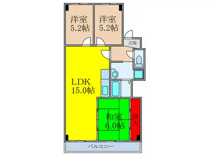 グランドロイヤルマンション(3LDK/1階)の間取り写真
