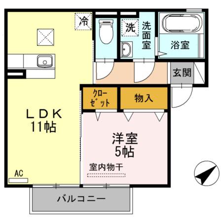 エル ソル(1LDK/1階)の間取り写真