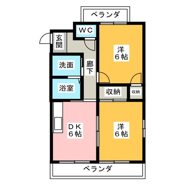 シティウエスト(2DK/5階)の間取り写真