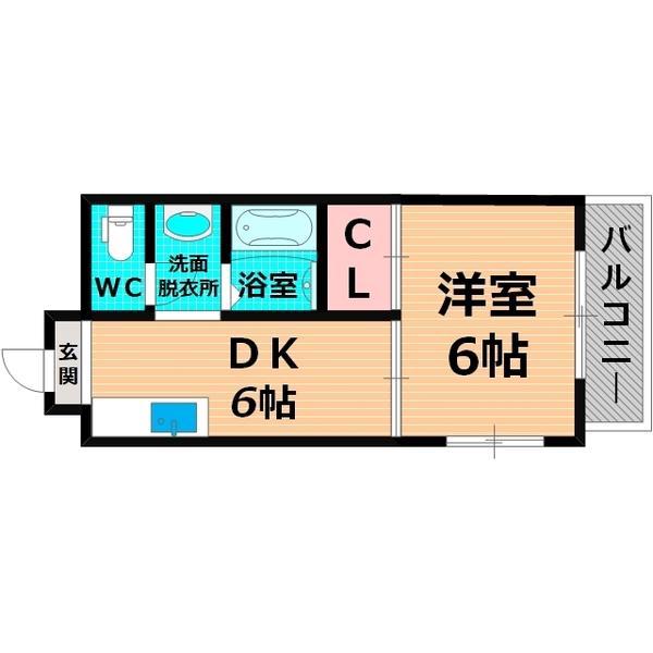 公園前ウエストハイツ(1DK/3階)の間取り写真