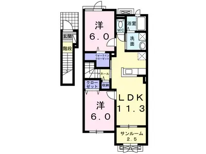 ブレッザ A(2LDK/2階)の間取り写真