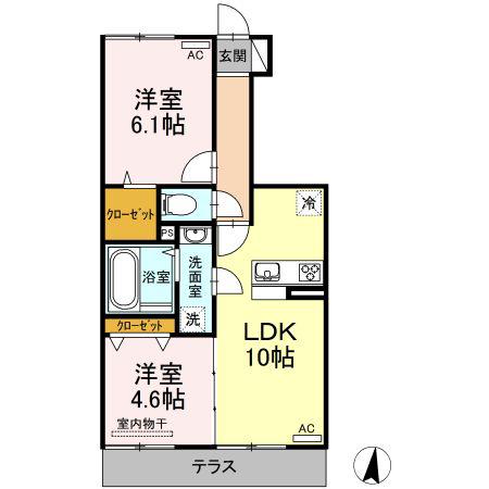 D-ROOM広崎(2LDK/1階)の間取り写真