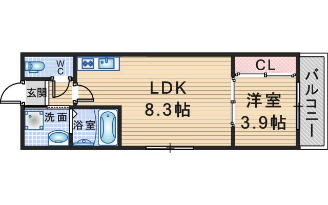 ARCA豊中曽根(1LDK/3階)の間取り写真