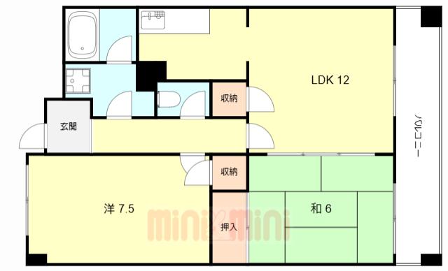 グランドールサンパティオ(2LDK/4階)の間取り写真