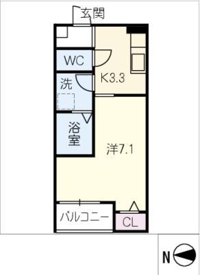 LE COCON 北名古屋II(1K/3階)の間取り写真