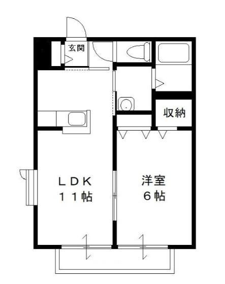 グリーンルーフ(1LDK/1階)の間取り写真