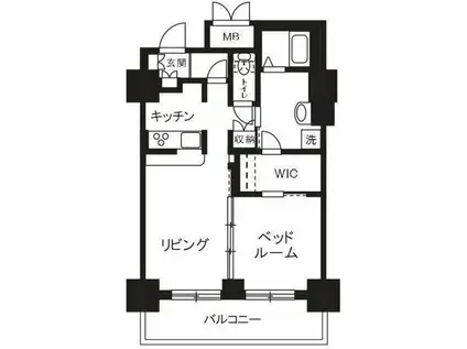 ステラ平塚(1LDK/9階)の間取り写真