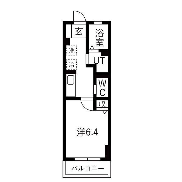 ルミエール県立女子大前B(1K/1階)の間取り写真